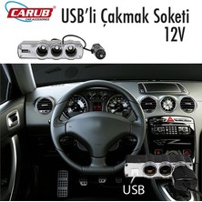 Carub Çakmak Soketi 12V Kablolu 3Lü+ USB