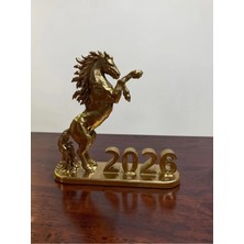 Craftel Şahlanan At Figürlü Gold Renk Dekoratif Biblo Ev - Işyeri - Ofis Için Süs 15 cm