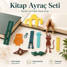 Dinç Spor Renkli 3D Baskı Kitap Ayracı Seti – Kedi, Baykuş, Timsah, Pati ve Sayfa Tutucu Modelleri
