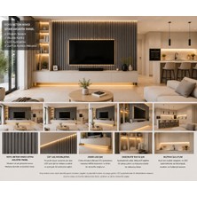 Masay Akustik Duvar Paneli - 60X280 cm -  Koyu Beton - 8 mm Kalınlık
