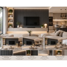 Masay Akustik Duvar Paneli - 60X280 cm -  Bute Antrasit - 8 mm Kalınlık