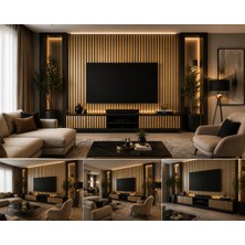Masay Akustik Duvar Paneli - 60X280 cm - Altın / Gold -  8 mm Kalınlık