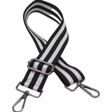 Siyah- Beyaz Çizgili Ayarlanabilir Polyester Çanta Omuz Askısı Çanta Sapı,çanta Kayışı 4cm x 120CM
