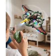 Mavi Su Dünyası Uzaktan Elde Özel Kumandalı Uçak Dinozor Dron | 2.4ghz 360 Derece Dönebilen | LED Işıklı | Otomatik Iniş Kalkış