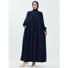Kadeem Giyim Lemra Ipek Ferace Lacivert - 9056
