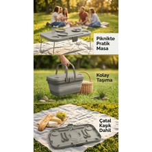 Yuzi Home Yuzi Katlanabilir Piknik Sepeti & Kamp Masası – Taşınabilir Çok Amaçlı Piknik Çantası