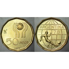 Banknoting Arjantin 50 Peso 1977 HATIRA-1978 Dünya Futbol Şampiyonası. Çil.