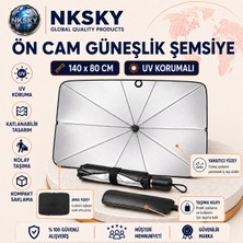 NKSKY A. Kalite Araba Ön Cam Güneşlik Şemsiye 80X140 cm Katlanabilir Oto Cam Güneşliği Araç Güneş Koruyucu