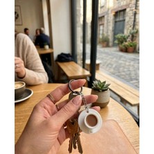 3D Tasarım Mini Kahve Fincanı Anahtarlık - Esprili Çanta ve Anahtar Süsü