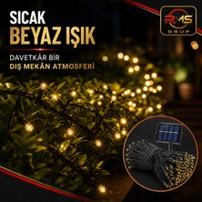 Rms Grup Solar LED Bahçe Aydınlatma 100 LED 10 Metre Gün Işığı Su Geçirmez Dış Mekan Işık Zinciri