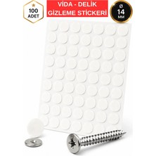 Arkhelais Vida Kapatıcı - Vida Tapası - Beyaz Yapışkanlı Vida Deliği Kapama Etiketi Mobilya Dolap Sticker Kapak 100 Adet