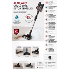 Tefal Islak ve Kuru Temizlik, Flex Boru Teknolojisi, LED Motorlu Başlık, Çıkarılabilir Batarya ve Aqua Silme Modülü