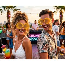 Merka Unisex Eğlenceli Yaz Partisi ve Festival Gözlüğü(2'li) - Güneş Konseptli Shutter Retro Parti Gözlüğü
