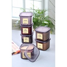 Stile Cucina 9 Lu Kare Erzak Saklama Kabı Baharatlık Seti 0,55 Litre 15 Etiket Hediyeli Antrasit