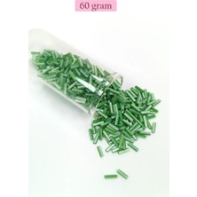 Beta Moda Hub Uzun Boru Kesme Boncuk Çap 2mm Uzunluk 10 mm - 60 Gram - Yeşil Beyaz - BNC286