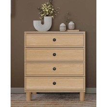 Miracool Meşe 4 Çekmeceli Şifonyer / Komple Mdf / Modern Tasarım