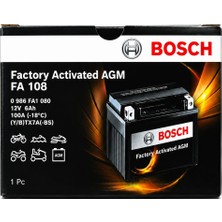 250SR Akü Bosch FA108 Agm Motosiklet Aküsü 12V 6AH 100A YTX7A-BS Bakımsız Fabrika Aktivasyonlu