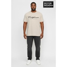 Superlife Süperlife Erkek Büyük Beden El Yazılı California Baskılı 3xl-6xl Bisiklet Yaka Tshırt SPR26TBS510-07