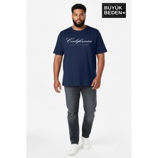 Superlife Süperlife Erkek Büyük Beden El Yazılı California Baskılı 3xl-6xl Bisiklet Yaka Tshırt SPR26TBS510-07