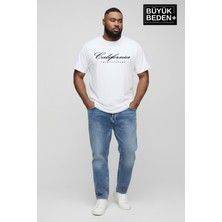 Superlife Süperlife Erkek Büyük Beden El Yazılı California Baskılı 3xl-6xl Bisiklet Yaka Tshırt SPR26TBS510-07