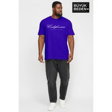 Superlife Süperlife Erkek Büyük Beden El Yazılı California Baskılı 3xl-6xl Bisiklet Yaka Tshırt SPR26TBS510-07