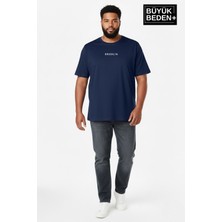 Superlife Erkek Büyük Beden Orta Brooklyn Baskılı 3xl-6xl Bisiklet Yaka Tshırt SPR26BTS510-8