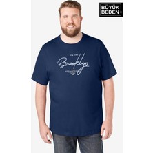 Superlife Erkek Büyük Beden El Yazılı Brooklyn Baskılı 3xl-6xl Bisiklet Yaka Tshırt SPR26BTS510-6