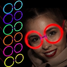 Colezium Glow Parti Gözlüğü Glow Partisi Yuvarlak Şekilli Fosforlu Gözlük 6 Adet