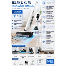 Tefal Aynı Anda Süpürme ve Silme, Akıllı Kir Algılama Sensörü, Kendini Temizleme Özelliği, 60 Dakika Çalışma Süresi, Çift Su Tankı Teknolojisi ve Sert Zeminlerde Derinlemesine Temizlik.