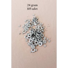 Beta Moda Hub Oya Abiye Bileklik Kolye Pleksi Metalik Plastik Pul Gümüş Renk 24 Gram 105 Adet - BNC561