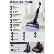 Roborock 29,6V Güçlü Batarya, 22.000 Pa Emiş Gücü, 60 Dakika Çalışma Süresi, Kendini Temizleme ve Sıcak Hava ile Kurutma Sistemi, Akıllı Kir Algılama Teknolojisi ile Tek Geçişte Süpürme ve Silme