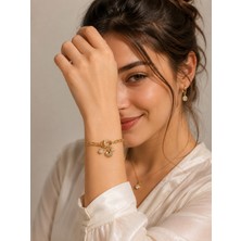 Belasso Xuping Altın Renk Zirkon Taşlı Nazar Göz Çharmlı Kadın Bileklik