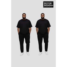 Superlife Büyük Beden Erkek Basic Bisiklet Yaka 2'li Tişört Seti 3xl-6xl SPR26BTS510+2