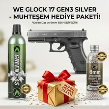 We Glock 17 Gen3 Gümüş Silver Airsoft Tabanca Seti