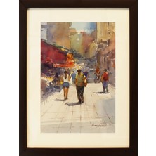 Muguetarts Kadıköy Sefası Orjinal Suluboya Tablo - Mehmet Najafzadeh Eseri 38X29 cm