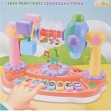 Esranın Dünyası Işıklı Müzikli Bebek Piyanosu Eğitici Oyuncak, Sesli Döner Geometri Mekanizması Çocuk Motor Gelişimi