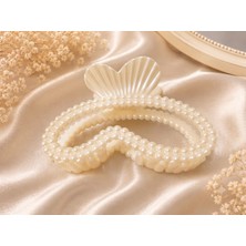 PeriMila Kadın Incili Mandal Toka Büyük Boy Topuz Tokası Şık Saç Aksesuarı