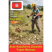 Segoya Arazi Koşullarına Dayanıklı Tırpan Misinası 4 mm Kare, 550 mt Profesyonel Ot - Çim Biçme Misinası, Motorlu Tırpan İpi