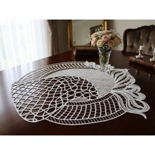 Muguetarts %100 El Yapımı Yaşam Çiçeği Dantel Angles Dekoratif Masa Örtüsü 84X82 cm