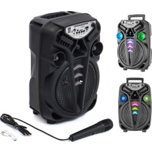 AO-835-832 Karaoke Mikrofonlu Wireless Hoparlör - Speaker Işıklı USB Şarjlı Dc 5V - Tf - Aux 8 Inc Inch PL-4681
