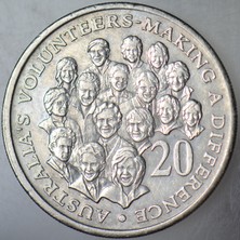 Banknoting Avustralya 20 Cent 2003 Hatıra-Gönüllüler. Kraliçe Elizabeth.