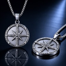Voyage Accessory Paslanmaz Çelik Minimal Tasarım Vintage Stil Kuzey Yıldızı Pusula Kolye