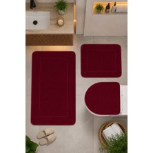Bonny Home Mürdüm 3'lü Banyo Halısı Paspası Seti Kaymaz Tabanlı Yıkanabilir Klozet Takımı Venisa
