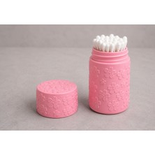 Hobby Fab Design Çiçek Desenli Pamuklu Çubuk ve Aksesuar Saklama Kabı - Q-Tip Saklama Kabı - Seyahat Boy