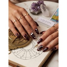 Louesse Beauty Louésse Midnight Star Takma Tırnak Seti 12’li  Bordo Koyu Renk Taşlı Gece Şıklığı Modeli