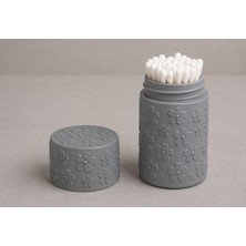 Hobby Fab Design Çiçek Desenli Pamuklu Çubuk ve Aksesuar Saklama Kabı - Q-Tip Saklama Kabı - Seyahat Boy
