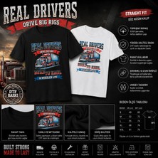Tişört Kodu Real Drivers Erkek Tişört – Built To Haul, Trucker & Big Rig Temalı Siyah T-Shirt