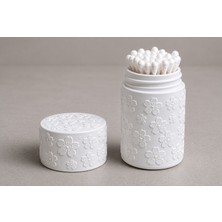 Hobby Fab Design Çiçek Desenli Pamuklu Çubuk ve Aksesuar Saklama Kabı - Q-Tip Saklama Kabı - Seyahat Boy