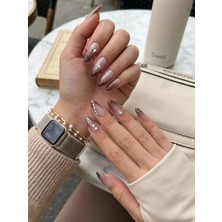 Louesse Beauty Louésse Mocha Glow Takma Tırnak Seti 12’li  Kahve Geçişli Taş Detaylı Şık Model