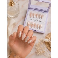 Louesse Beauty Louésse Golden Petal Takma Tırnak 12’li  Nude Gold Işıltılı Taşlı Elegant Mood Nail